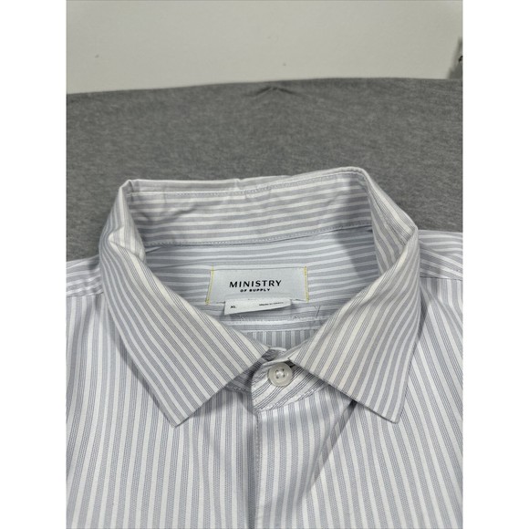 Ministry of Supply Button Down Shirt XL Gray Stripe Recycled Polyester - Picture 9 of 9